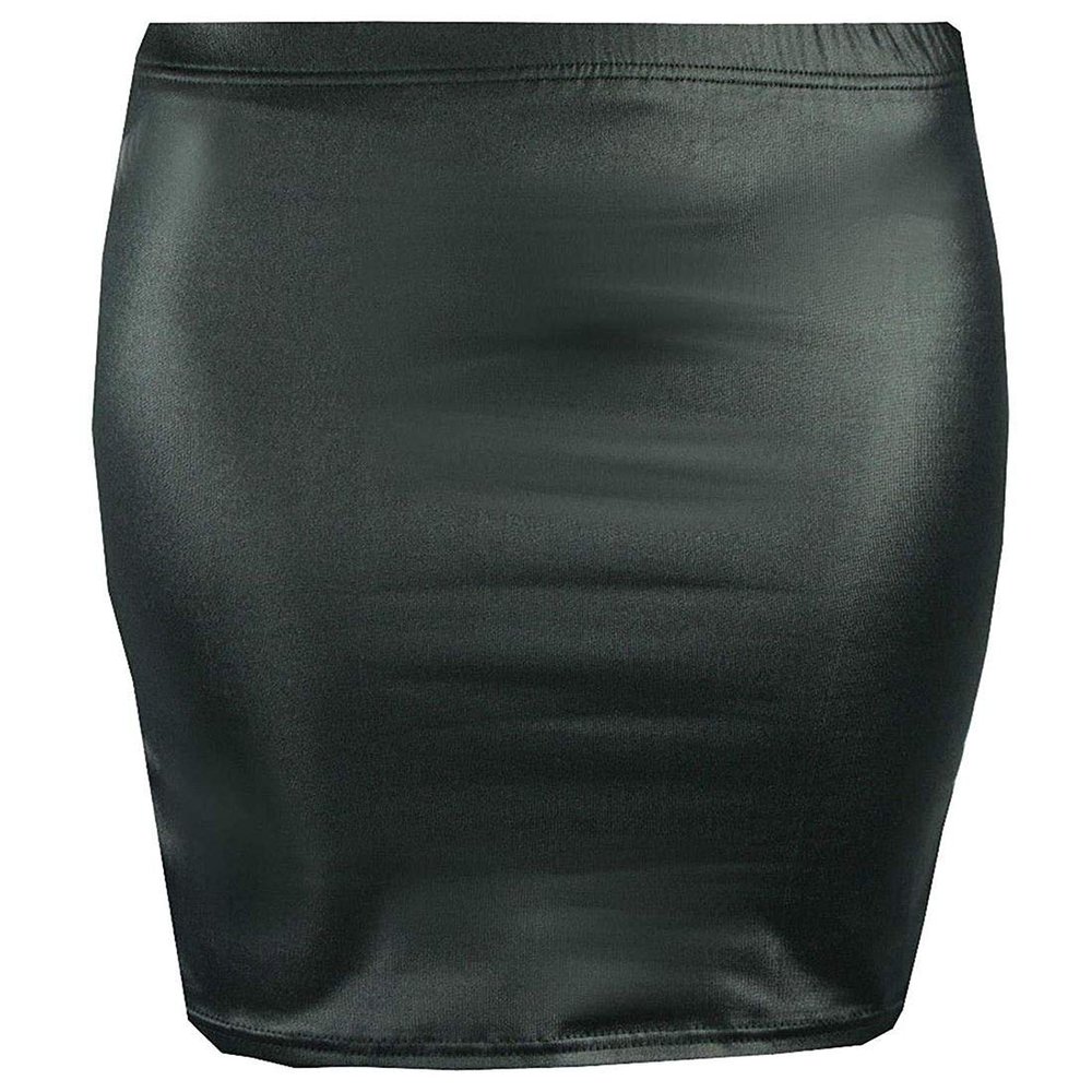 My Choice Stuff Womens Stretchy Elasticated Jersy Bodycon Mini Skirt Ladies Fancy Printed Summer Short Skirt Wet Look Black Small/Medium