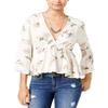 American Rag Juniors Printed Lace Up Date Night Blouse Floral 2XL view 1