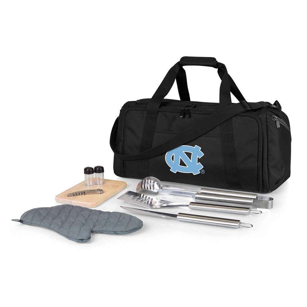PICNIC TIME NCAA North Carolina Tar Heels BBQ Kit Grill Set & Cooler, BBQ Accessories Set with Case for Outdoor, Complete Grill Accessories Kit with Cooler Bag, (Black)