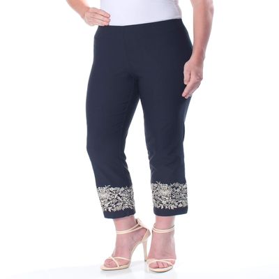 Charter CIub Tummy Control Embroidered Capri Pants Deepest Navy 4