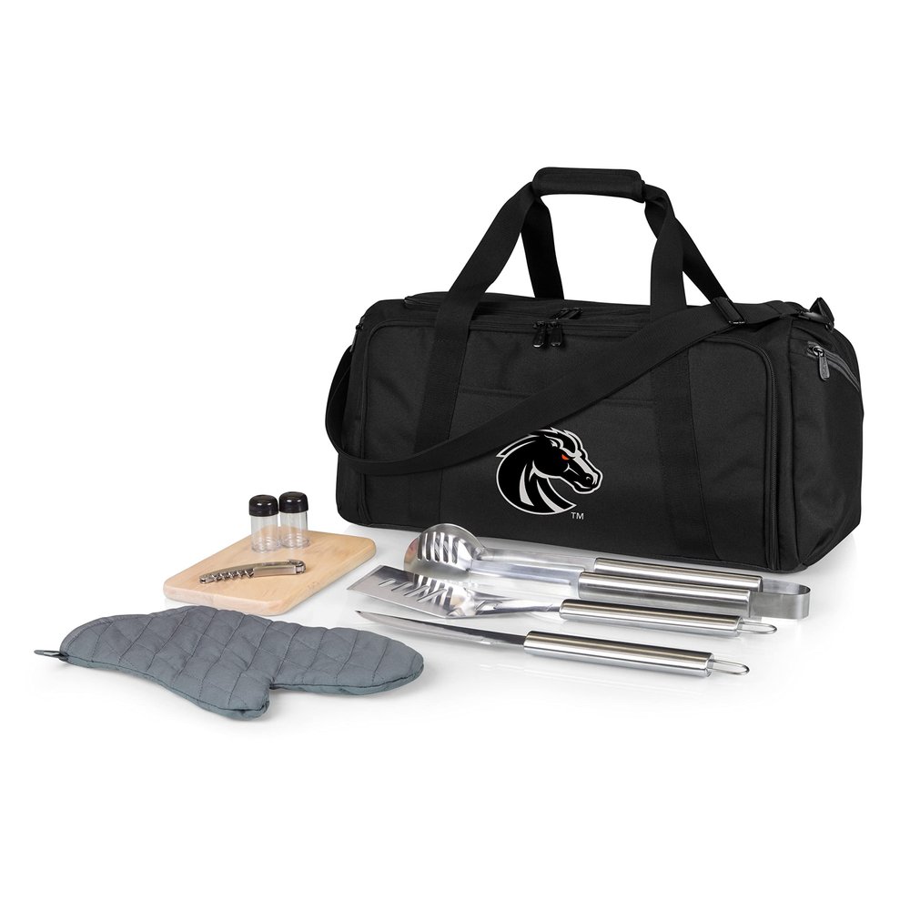 PICNIC TIME NCAA Boise State Broncos BBQ Kit Grill Set & Cooler, BBQ Accessories Set with Case for Outdoor, Complete Grill Accessories Kit with Cooler Bag, (Black)