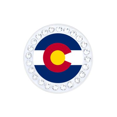 NAVIKA Colorado Flag Golf Ball Marker with Crystals | Magnetic Hat Clip Included | Colorado Accessory for Golfers | Denver/Aspen Golfing Souvenir