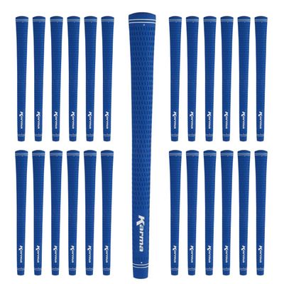 Karma Velour Blue Jumbo Golf Grips Set, 25 Pack, +1/16 Oversized Velvet Style Rubber Replacement Golf Club Grips for Men