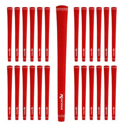 Karma Velour Red Midsize Golf Grips for Men, 25 Piece Set, All Weather Velvet Style +1/32 Oversized Rubber Replacement Grips for Golf Clubs