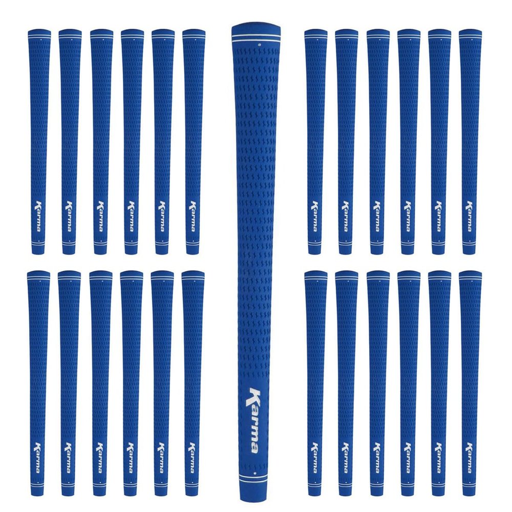 Karma Velour Blue Midsize Golf Grips Set, 25 Pack, +1/32 Oversized Velvet Style Rubber Replacement Golf Club Grips for Men