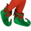 Green & Red Plush Elf Shoes - One Size Fits Most - (1 Pair)- Festive Holiday Footwear view 1