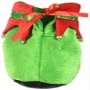 Green & Red Plush Elf Shoes - One Size Fits Most - (1 Pair)- Festive Holiday Footwear view 3