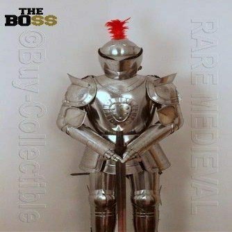 THENAUTICALMART Medieval Knight Suit of Armor Century Combat Full Body Armour (Steel)