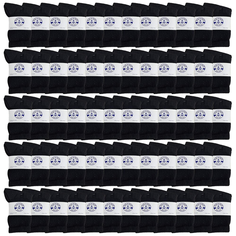 Yacht & Smith 60 Pairs of Kids Sports Crew Socks, Wholesale Bulk Pack Sock by SOCKS'NBULK (Black)