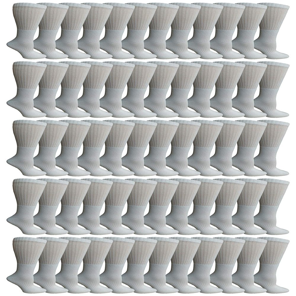 Yacht & Smith 60 Pairs of Kids Sports Crew Socks, Wholesale Bulk Pack Sock by SOCKS'NBULK (White)