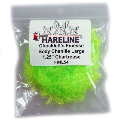 Hareline Fly Tying Chocklett's Finesse Body Chenille, Large 1 1/4 Inch - Chartreuse