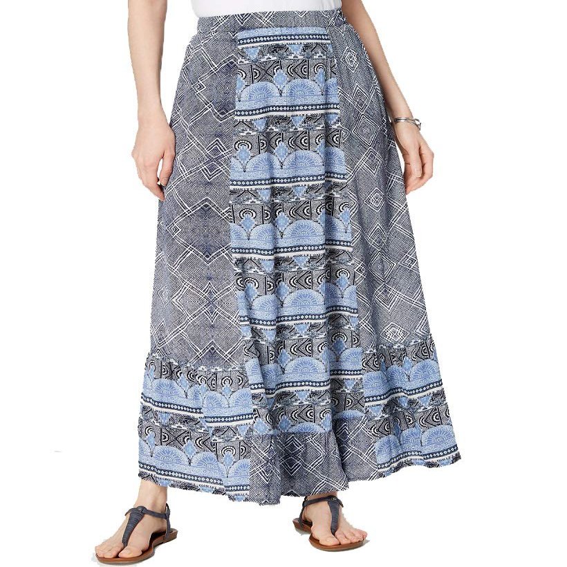 Style & Co. Mixed-Print Maxi Skirt (Global Rhythm, XL)