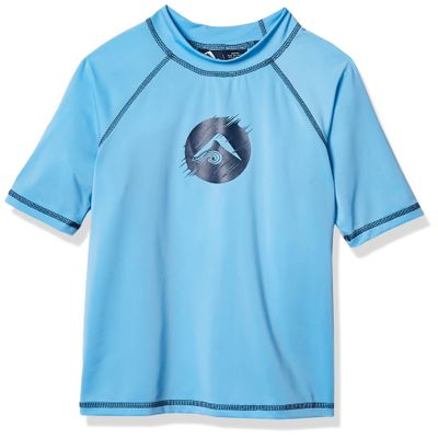 Kanu Surf boys Paradise Upf 50+ Sun Protective Rashguard Swim Rash Guard Shirt, Dolphin Alaska Blue, 14-16 US