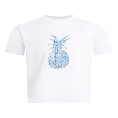 Kanu Surf Big Girls Jade UPF 50+ Sun Protective Rashguard Swim Shirt, Willow White, X-Small (6)