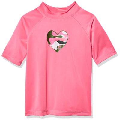 Kanu Surf Girls' Karlie UPF 50+ Sun Protective Rashguard Swim Shirt, Erin Pink, 4T