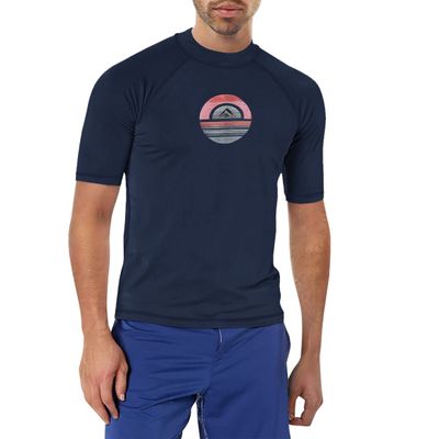 Kanu Surf Men's Mercury UPF 50+ Short Sleeve Sun Protective Rashguard Swim Shirt, Avalon Navy, Small