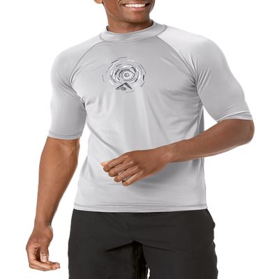 Kanu Surf mens Fiji Upf 50+ Short Sleeve Sun Protective Rashguard Swim Rash Guard Shirt, Horizon Grey, XX-Large US