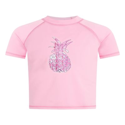 Kanu Surf Toddler Girls Jade UPF 50+ Sun Protective Rashguard Swim Shirt, Willow Pink, 3T