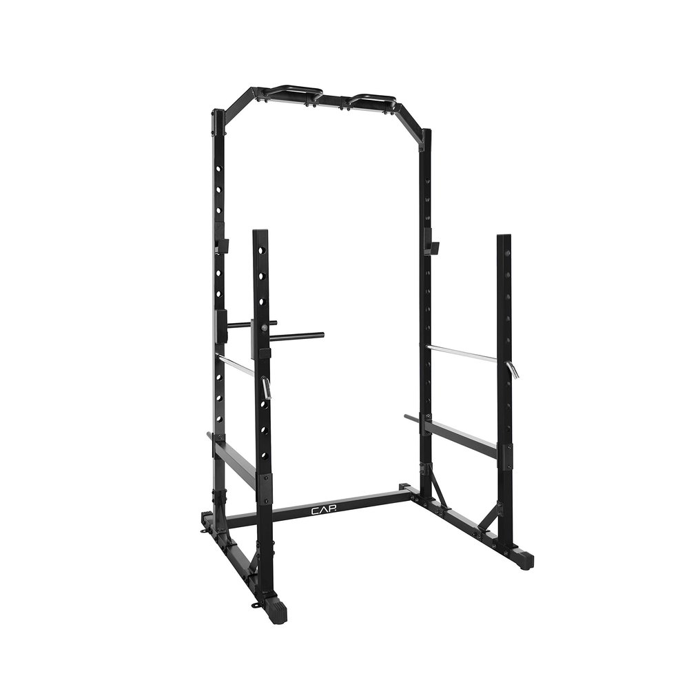CAP Barbell Multi-Use Power Rack  Heavy-Duty Power Cage with Pull-Up Bar, Dip Handles, and J-Cup Catches  Strength Training Gym Rack for Home or Garage Gym | Black