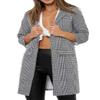 MA ONLINE Womens Party Wear Tartan Jacket Ladies 3/4 Sleeve Hounds Tooth Tartan Duster Coat Jacket Mono Check Small/Medium view 1