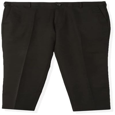 Arrow 1851 Men's Front Straight Fit Solid Twill Micro Dress Pant, Black, 33W x 32L