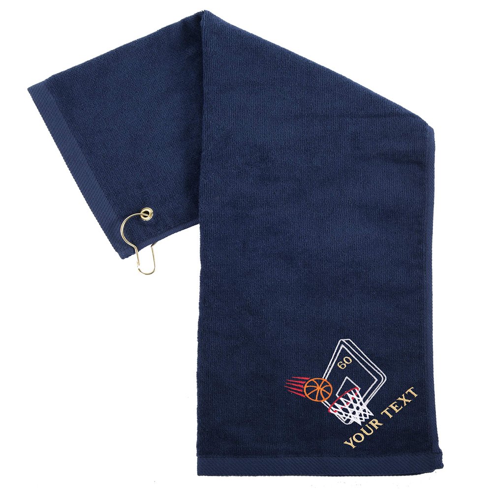 Mato & Hash Custom Basketball Towels, Sports Towels, Personalized Basketball Towels for Teams - Basket - 10PK Navy CE6900Basketball S1