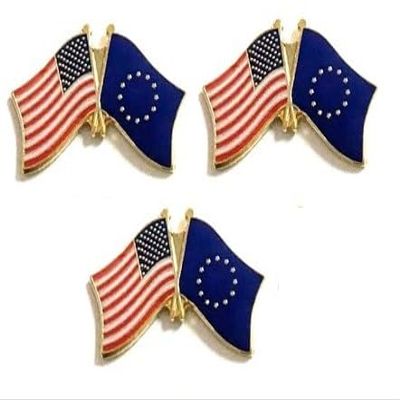 3 European Union USA Friendship Flag Lapel Pins Pack of 3 EU & American Friendship Tie & Hat Pin Badges