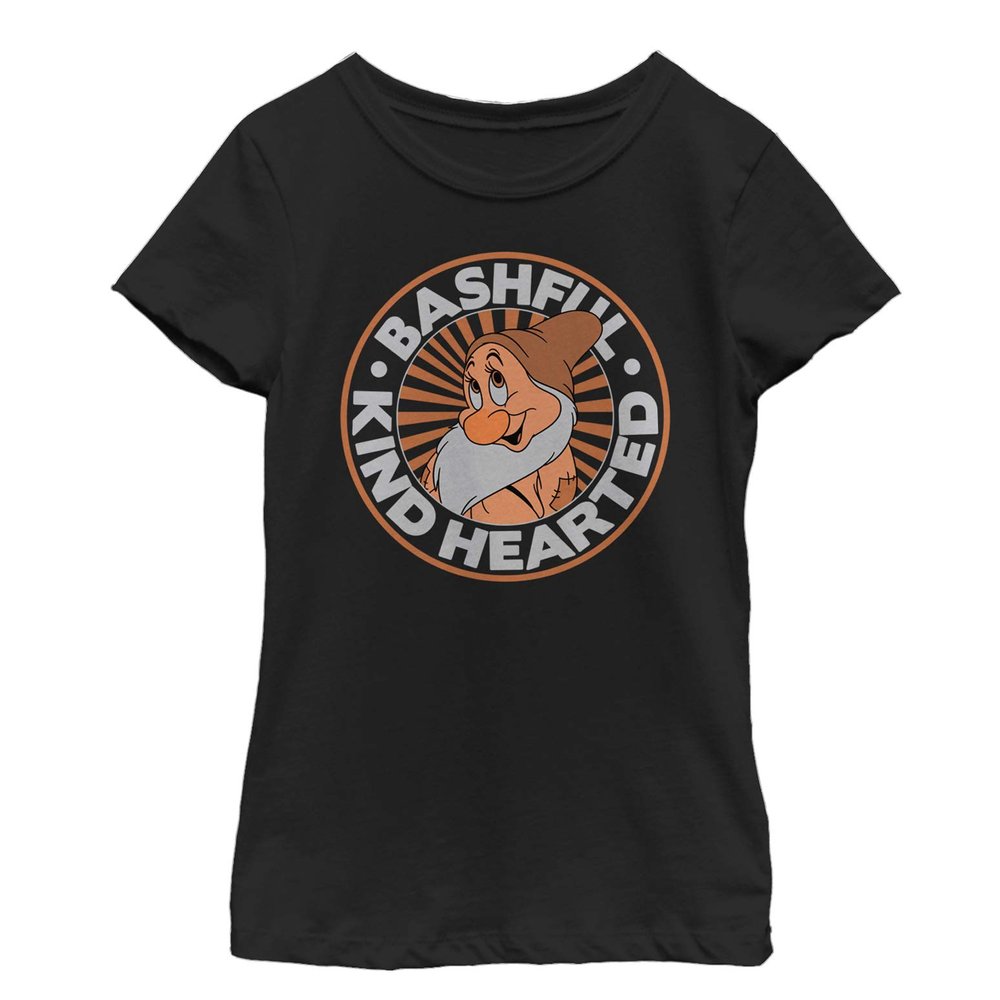 Fifth Sun Disney Princess About Bashful Round Girl's Solid Crew Tee, Black, X-Large