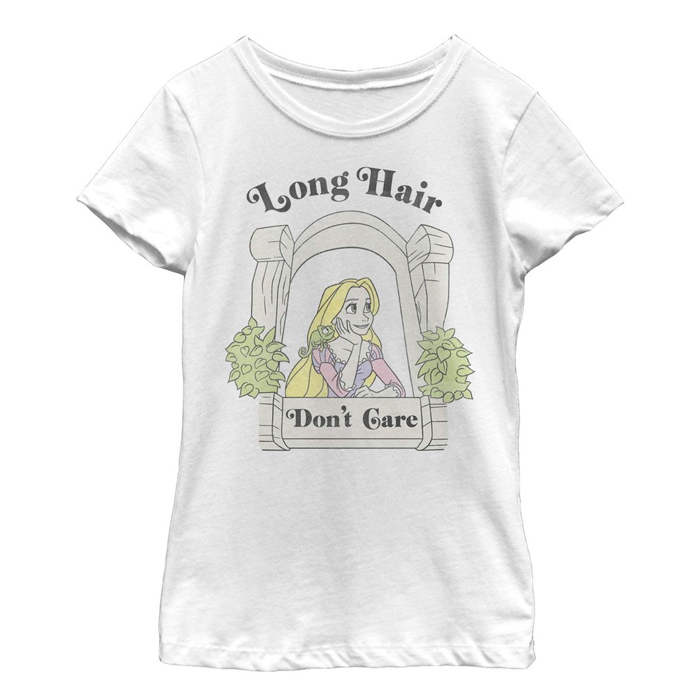 Fifth Sun Disney Princesses DontCare Girls Short Sleeve Tee Shirt, White, Small
