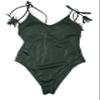 California Waves Textured Olive One Piece Swimsuit Tassel Straps (Small) view 1