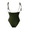 California Waves Textured Olive One Piece Swimsuit Tassel Straps (Small) view 2