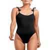 California Waves Textured Olive One Piece Swimsuit Tassel Straps (Small) view 3