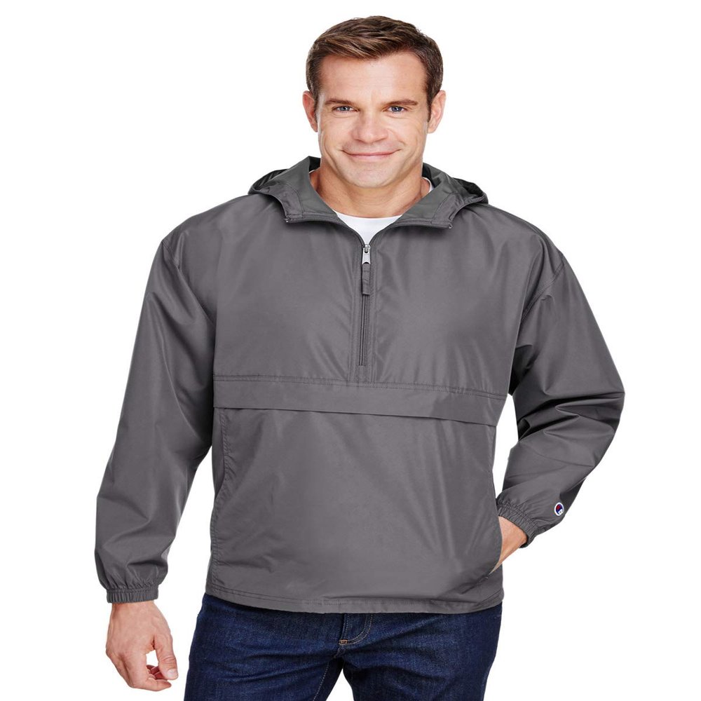 Champion Adult Packable Anorak 1/4 Zip Jacket XL GRAPHITE