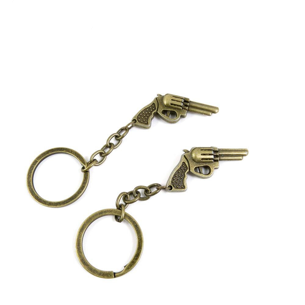 1 Items Keychain Keyring Key Tags Chains Rings Jewelry Bag Charms U1VA6 Revolver Gun