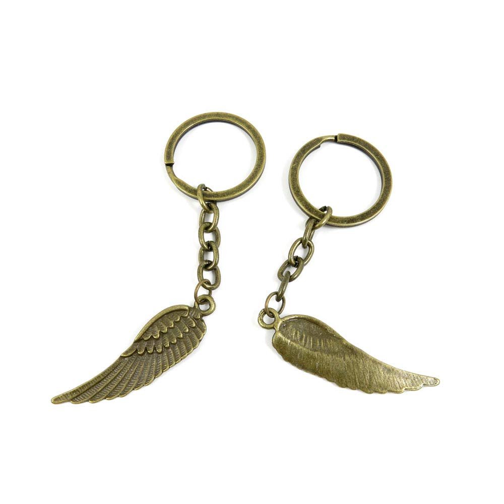 5 Items Keychain Keyring Key Tags Chains Rings Jewelry Bag Charms S1XN7 Angel Wing