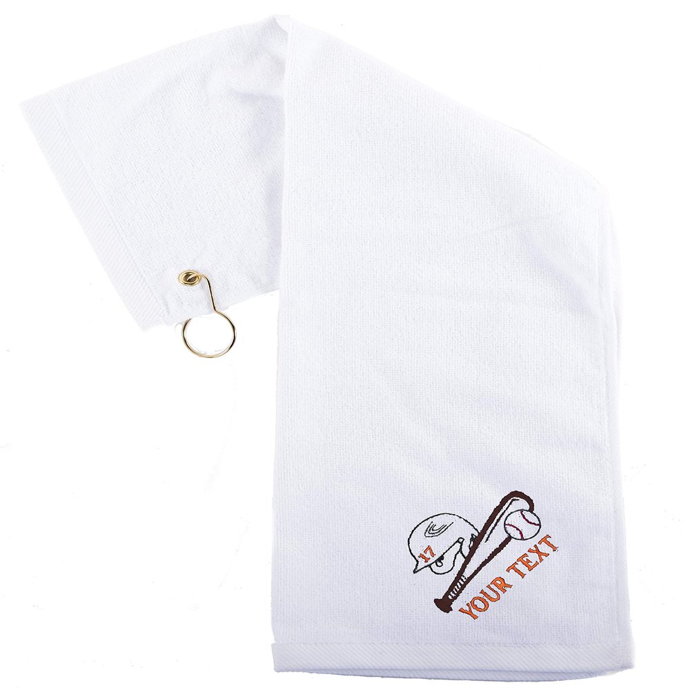 Mato & Hash Custom Baseball Towels, Sports Towels, Personalized Baseball Towels for Teams - Helmet & Bat - 10PK White CE6900Baseball S1