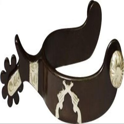 Showman Antique Brown Spur w/Engraved Silver Guns Overlays
