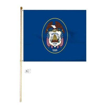 MWS 5 Foot Wooden Flag Pole Kit Wall Mount Bracket With 3x5 Utah State House Flag