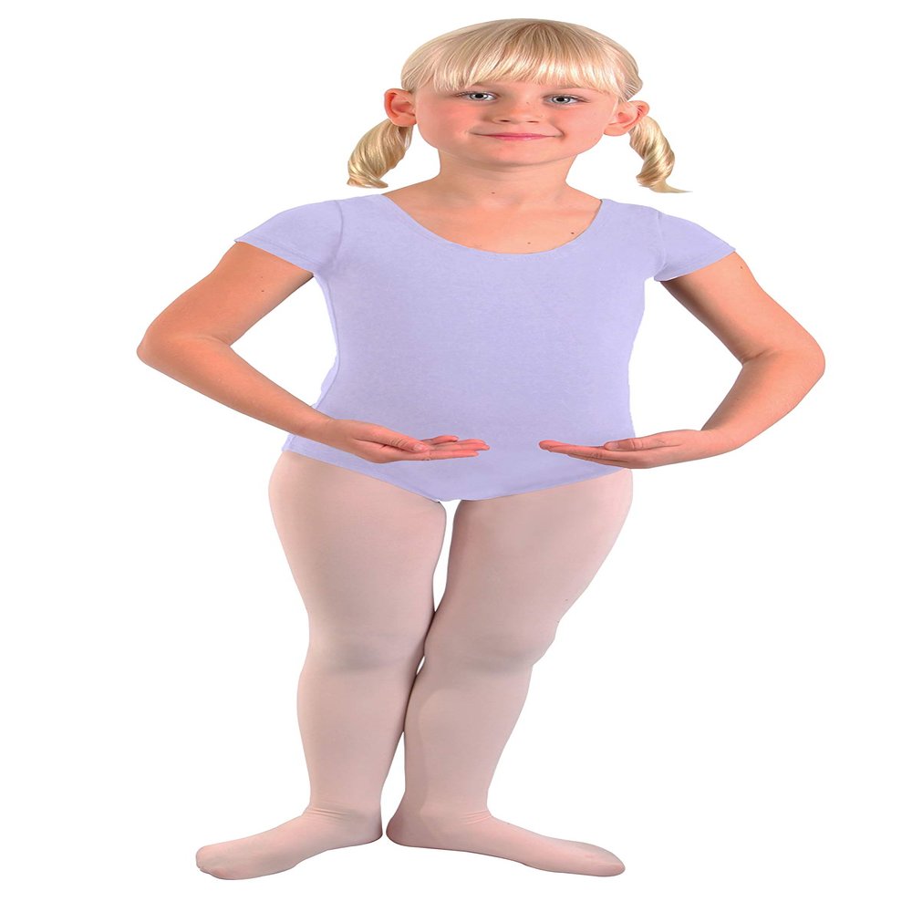 Basic Moves Girls Cotton Short Sleeve Leotard (Lavender, 6/7)