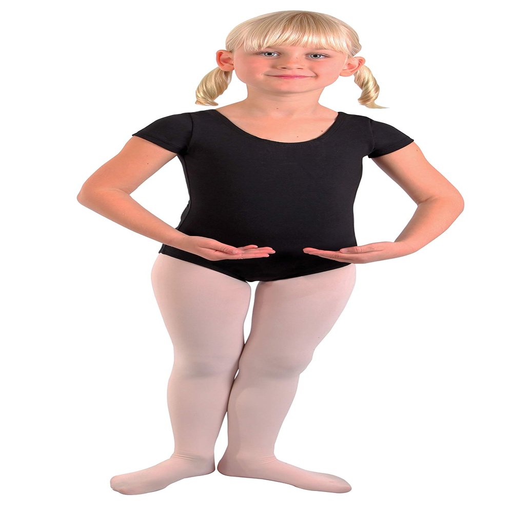 Basic Moves Girls Cotton Short Sleeve Leotard (Black, 6/7)