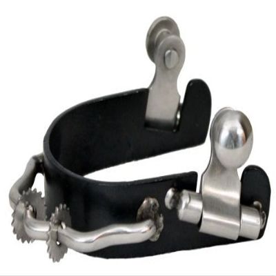 Showman Ladies/Youth Black Steel Bumper Rowel Spurs
