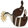 Showman Men's Antique Brown Steel Spurs w/Engraved Silver Bar Design view 1