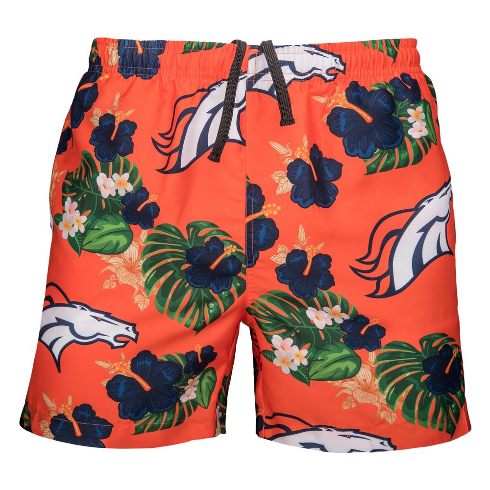 FOCO Men's Logo Floral Hawaiian Swim Suit Trunks, Team Color, XXXL (38"-40")
