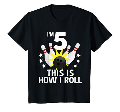 5 Year Old Bowling Birthday Party Shirt How I Roll 5th Gift T-Shirt