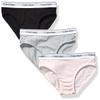 Calvin Klein Kids Girls' Modern Cotton Bikini Underwear 3-Pack, Black/Crystal Pink/Heather Grey, Large