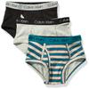 Calvin Klein Boys Modern Cotton Assorted Briefs Underwear, 3 Pack Sea Green Stripe, Heather Grey, Black Large view 1