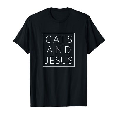 Cats and Jesus, Fun Christian Animal Pets Minimal T-Shirt