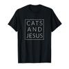 Cats and Jesus, Fun Christian Animal Pets Minimal T-Shirt view 1