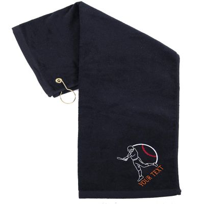 Mato & Hash Custom Baseball Towels, Sports Towels, Personalized Baseball Towels for Teams - Player & Ball - 10PK Black CE6900Baseball S5