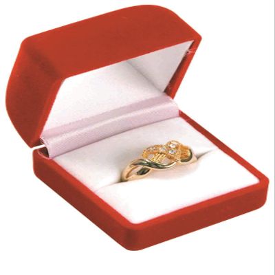 888 Display USA 2 Red Flocked Ring Gift Boxes Jewelry Displays (2, Red)